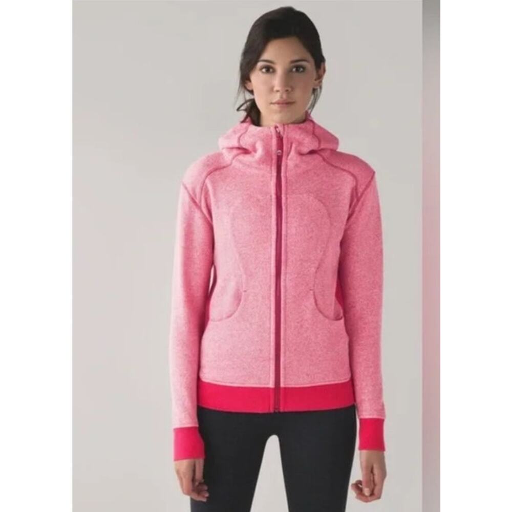 lululemon athletica Pink Heather Full-Zip Hooded Jacket with Dark Pink Trim